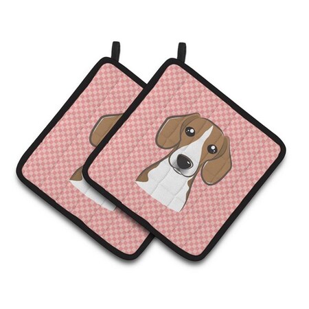 Carolines Treasures Checkerboard Pink Beagle Pair of Pot Holders, 7.5 x 3 x 7.5 in. BB1239PTHD